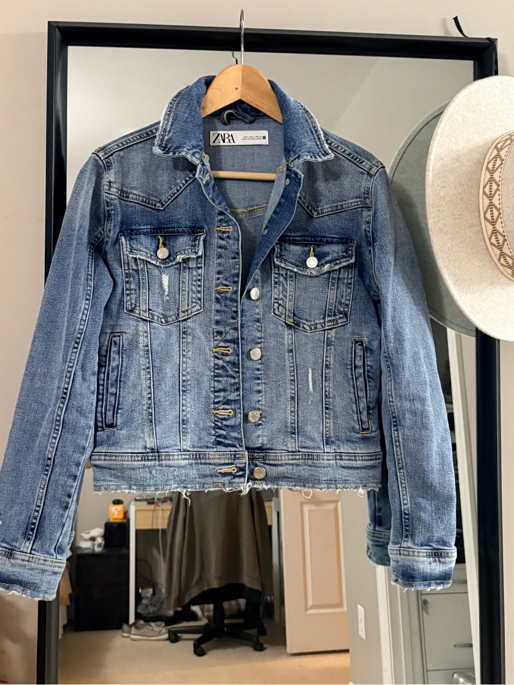 Zara Light Blue Denim Jacket with Contrast Stitching